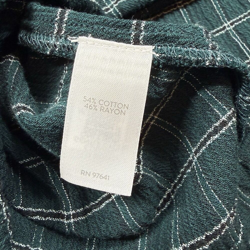 J. Jill Shirt Women's 2X Green Plaid Button Up V-Neck 3/4 Sleeve Dark Academia - Picture 8 of 10